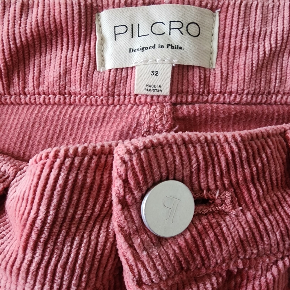 Anthropologie Pilcro The Yaya Mid Rise Crop Flare Corduroy Jeans Pink 32 Boho - Picture 6 of 11